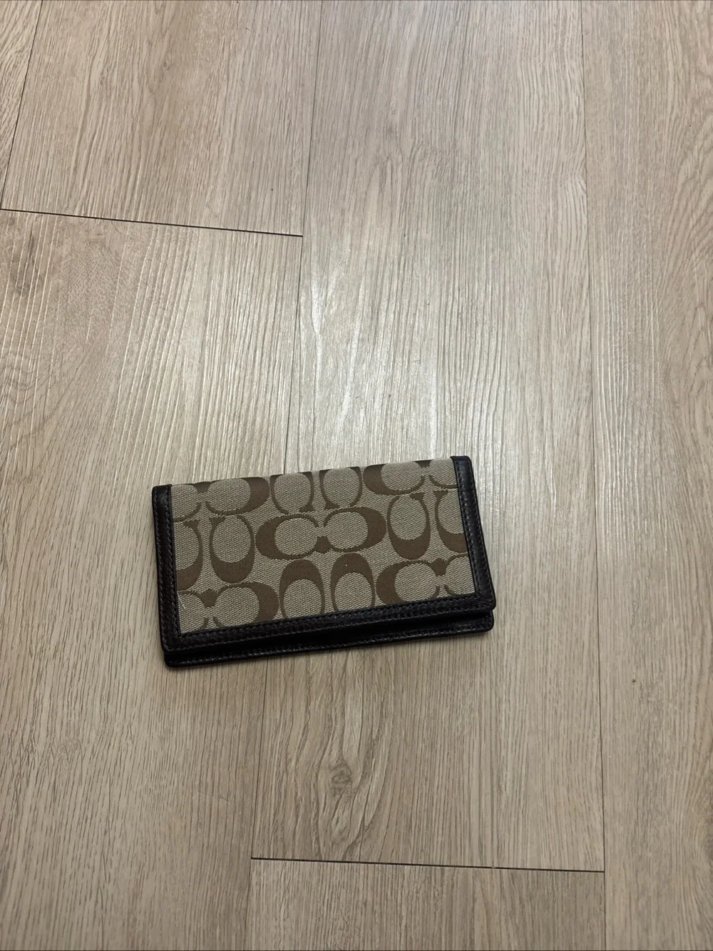 Coach bookcheck Brown Signature Canvas Accent Panel with Dark Trim